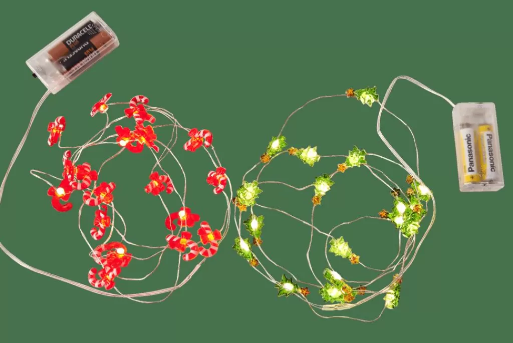 Outlet ARO Guirnalda Con 20 Leds 2 Diseños Rojo, Verde Guirnaldas De Luz