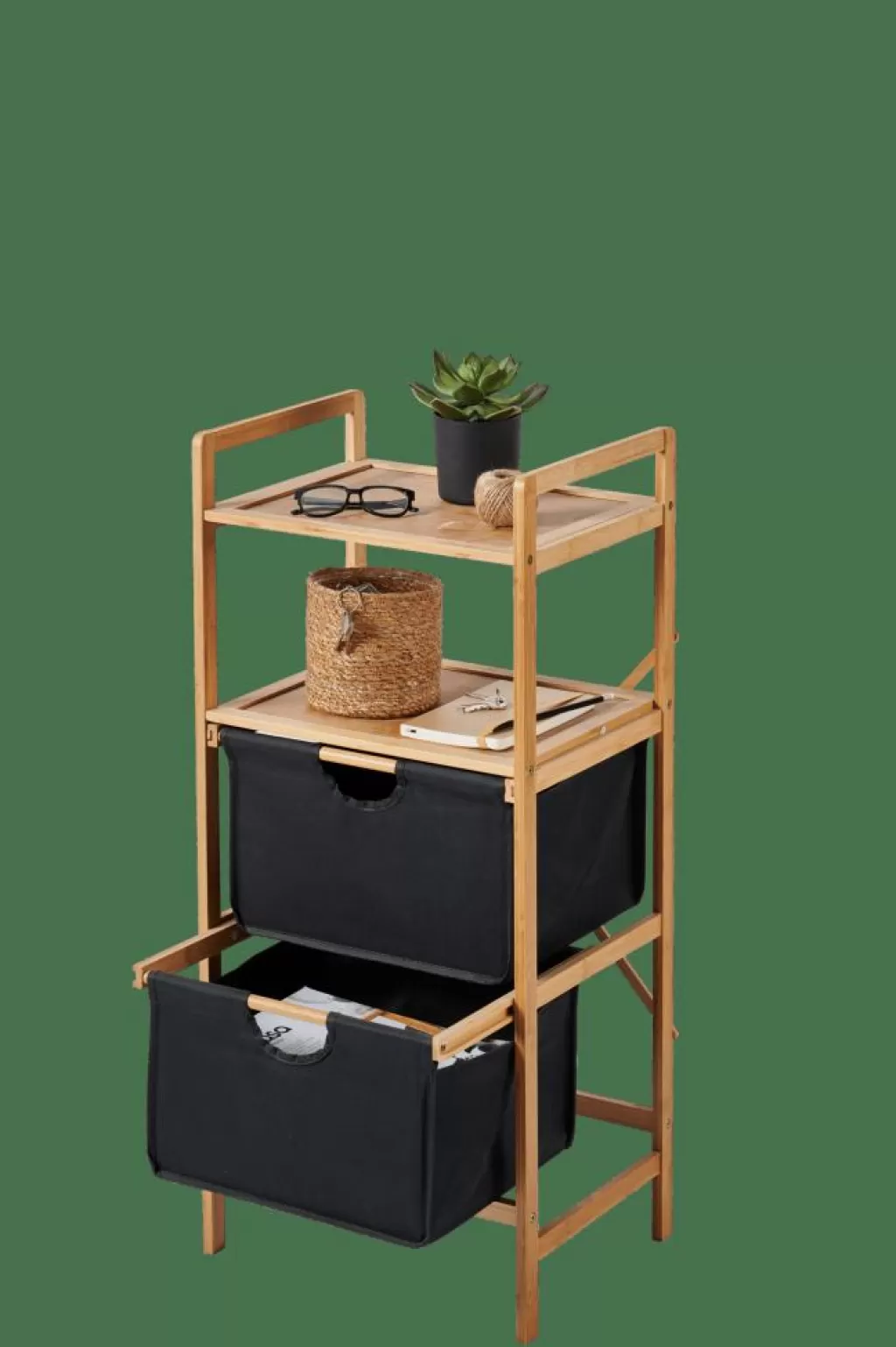 Best Sale BAMBOO Cajonera 2 Cajones Negro, Natural Cajoneras