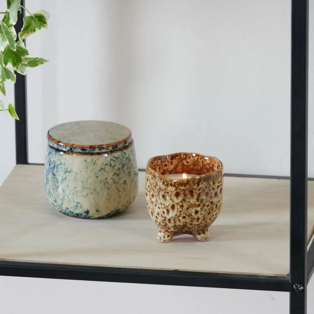 Clearance CERAMIC Vela En Maceta Marrón Velas