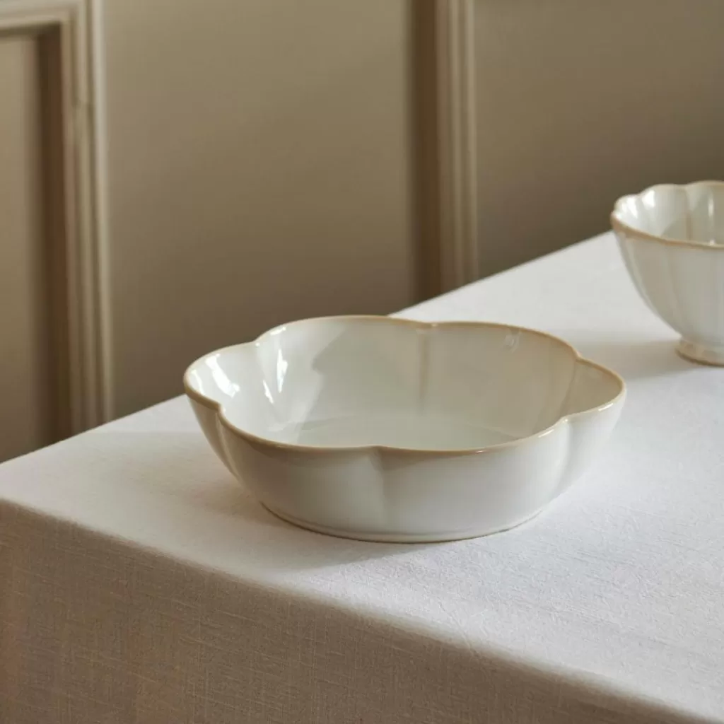 Fashion DAHLIA FLOWER Plato Hondo Blanco Platos