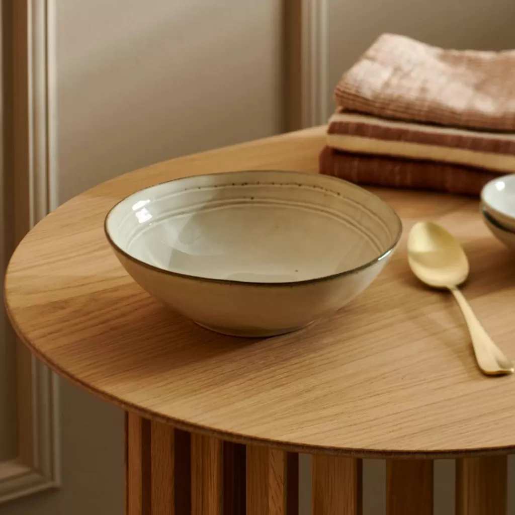 New EARTH MARL Plato Hondo Crema Platos