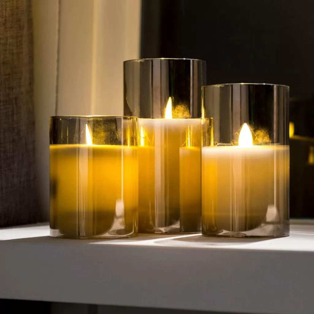 Cheap ION Velas LED Juego De 3 Gris Velas Led