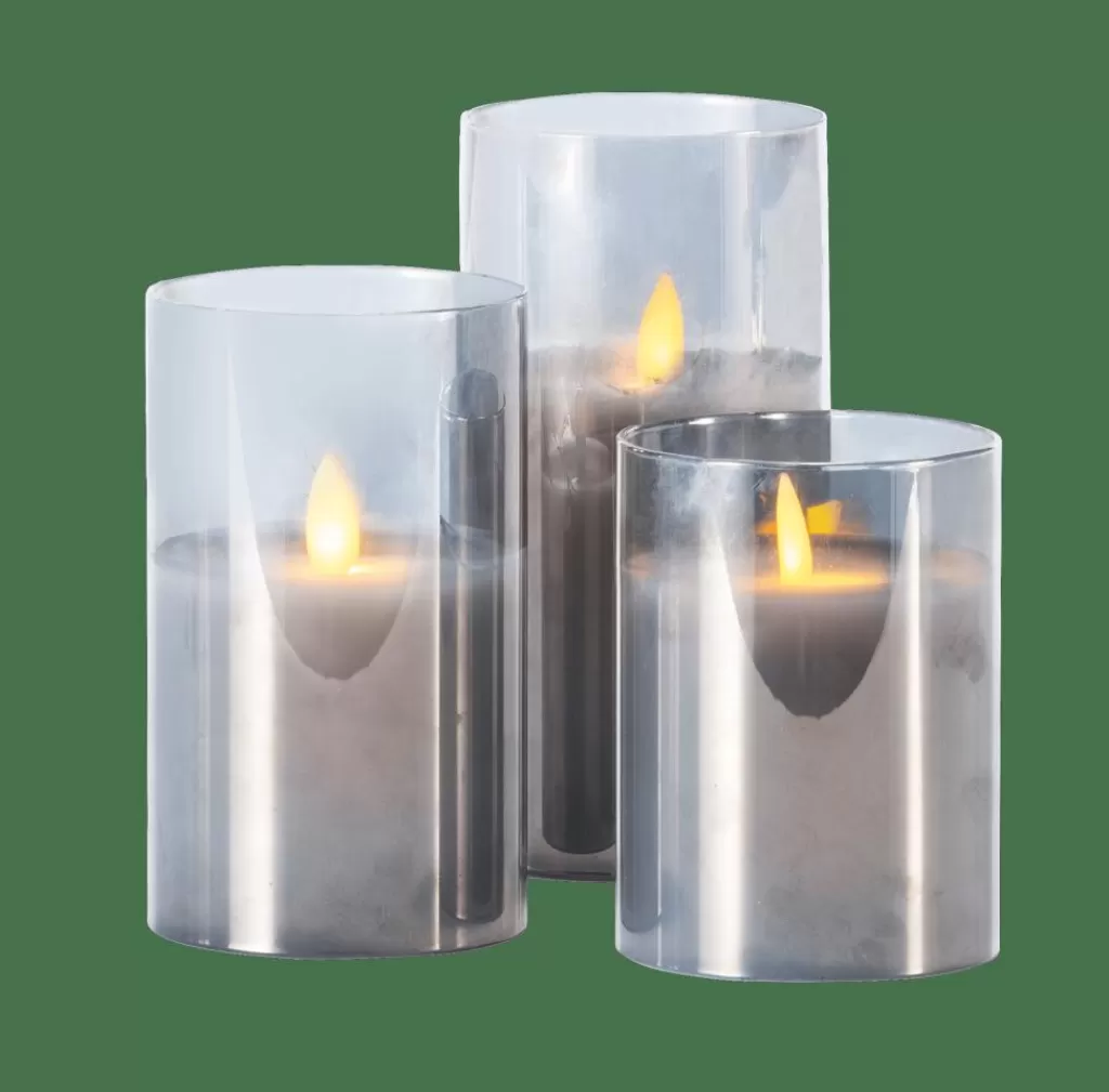 Cheap ION Velas LED Juego De 3 Gris Velas Led