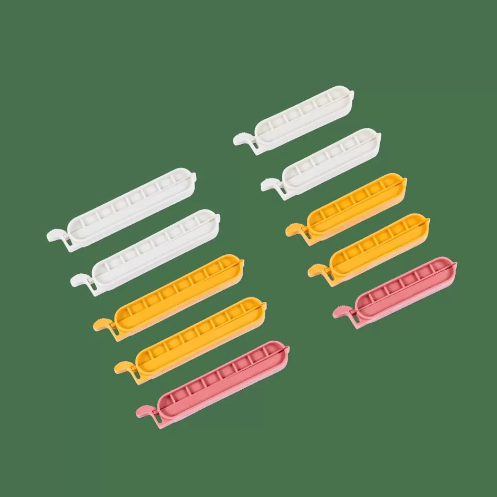 Hot KLIPPER Clips De Cierre Juego De 10 Mezcla De Colores Gris, Amarillo Oscuro, Terracota Accesorios De Cocina