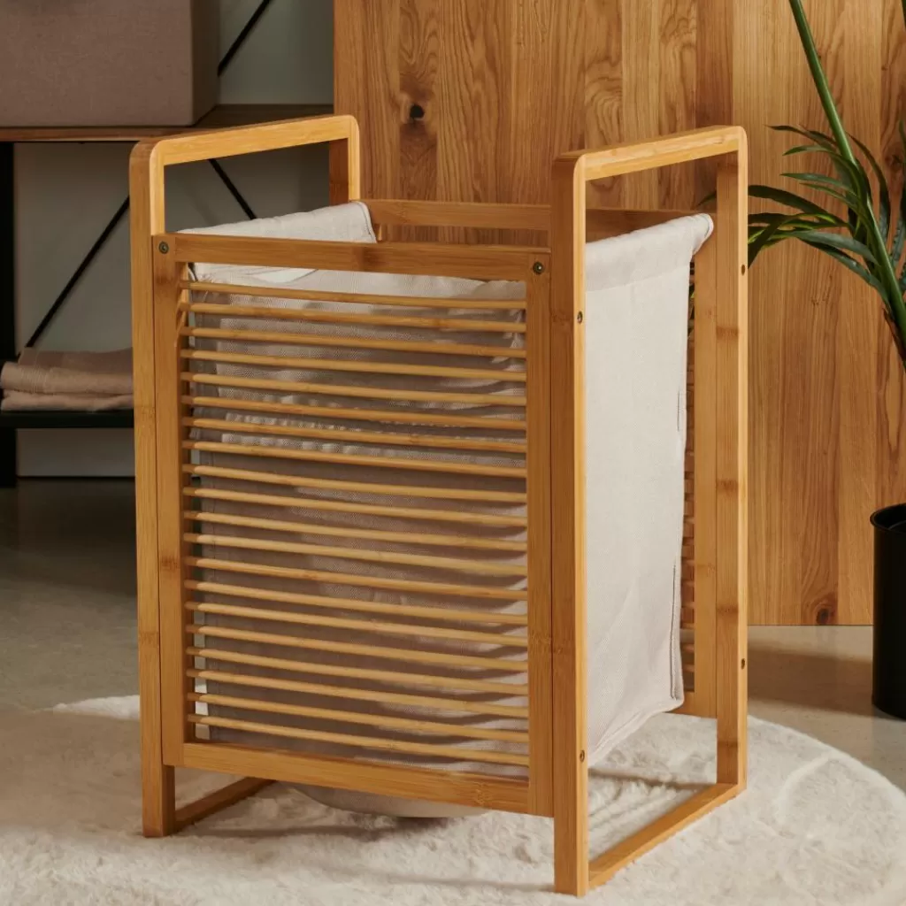 Cheap LINOLUX BAMBOE Cesta Para Colada Natural Cesto De La Ropa