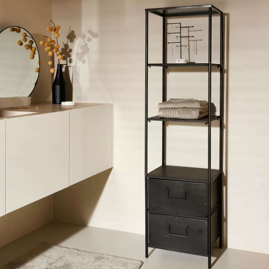 Online PHARMA Estantería De Pared Con 2 Cajones Negro Estanterías