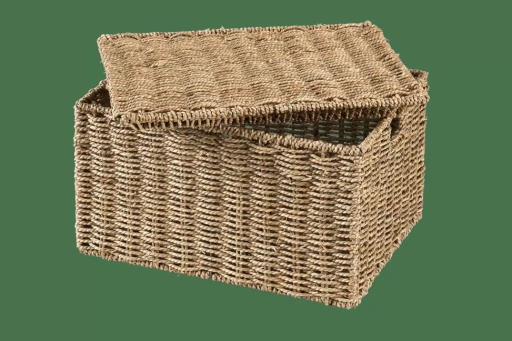 Hot SEAGRASS Cesta Almacenaje L Con Tapa Natural Cestas De Almacenaje