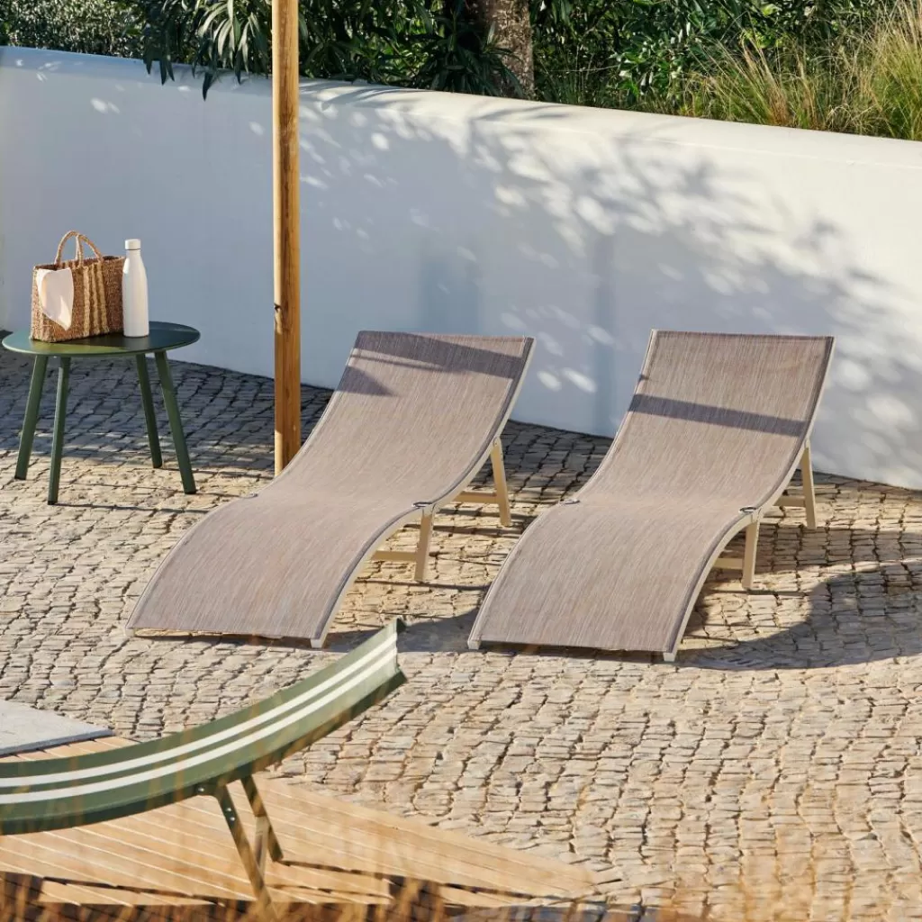 New SILVES Tumbona Juego De 2 Arena Hamacas De Exterior