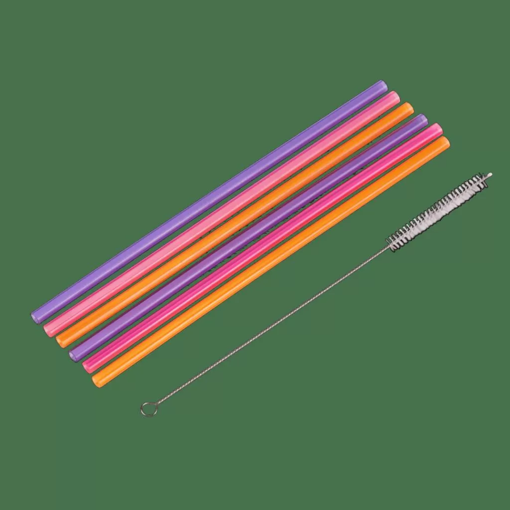 Discount SLURP Pajitas Reutiliz Juego De 6 Mezcla De 3 Colores Naranja, Morado, Rosa Accesorios Coctéles
