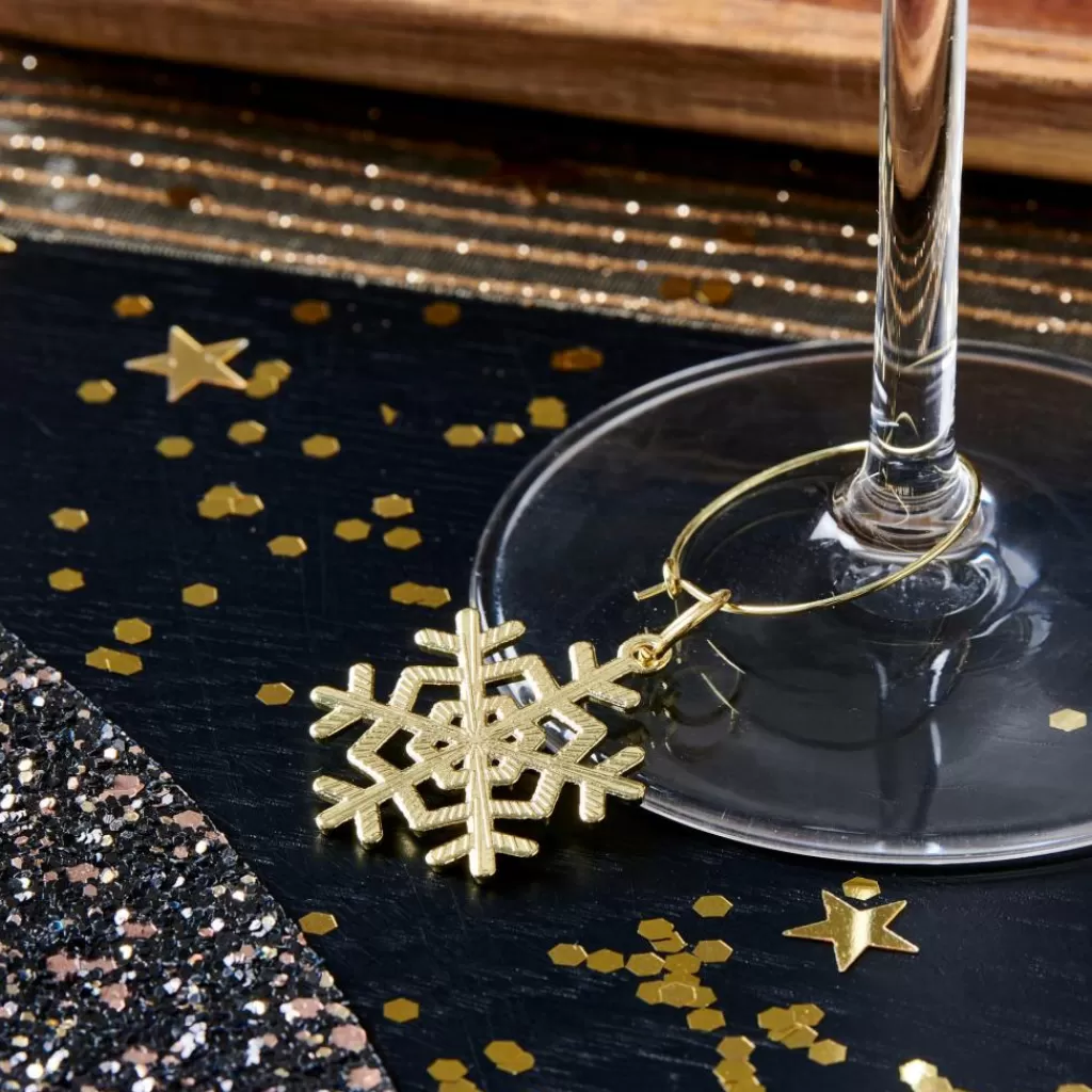 Fashion X-MAS GLAM Marcadores Copas Juego De 6 Dorado Accesorios Coctéles