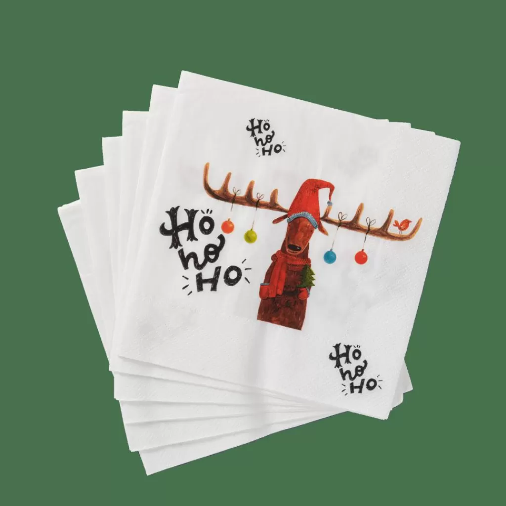 New X-MAS MOOSE Paquete De 20 Servilletas Multicolor Servilletas