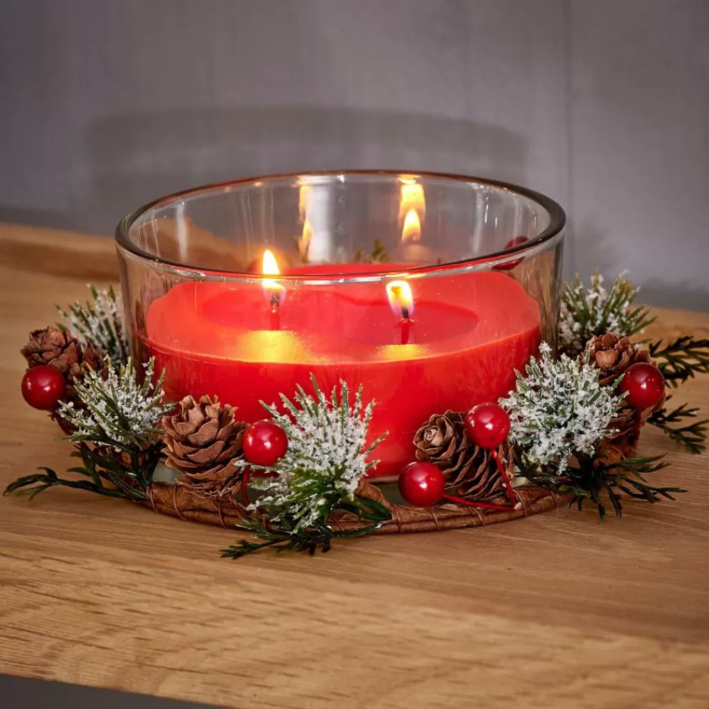 Discount XMAS Vela Con Decoración Rojo Velas